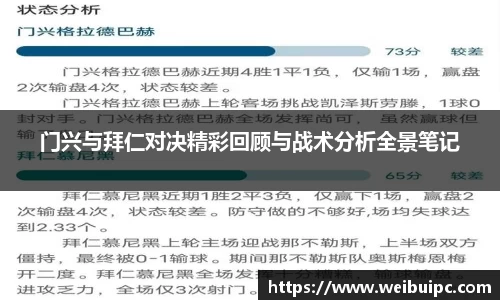 门兴与拜仁对决精彩回顾与战术分析全景笔记